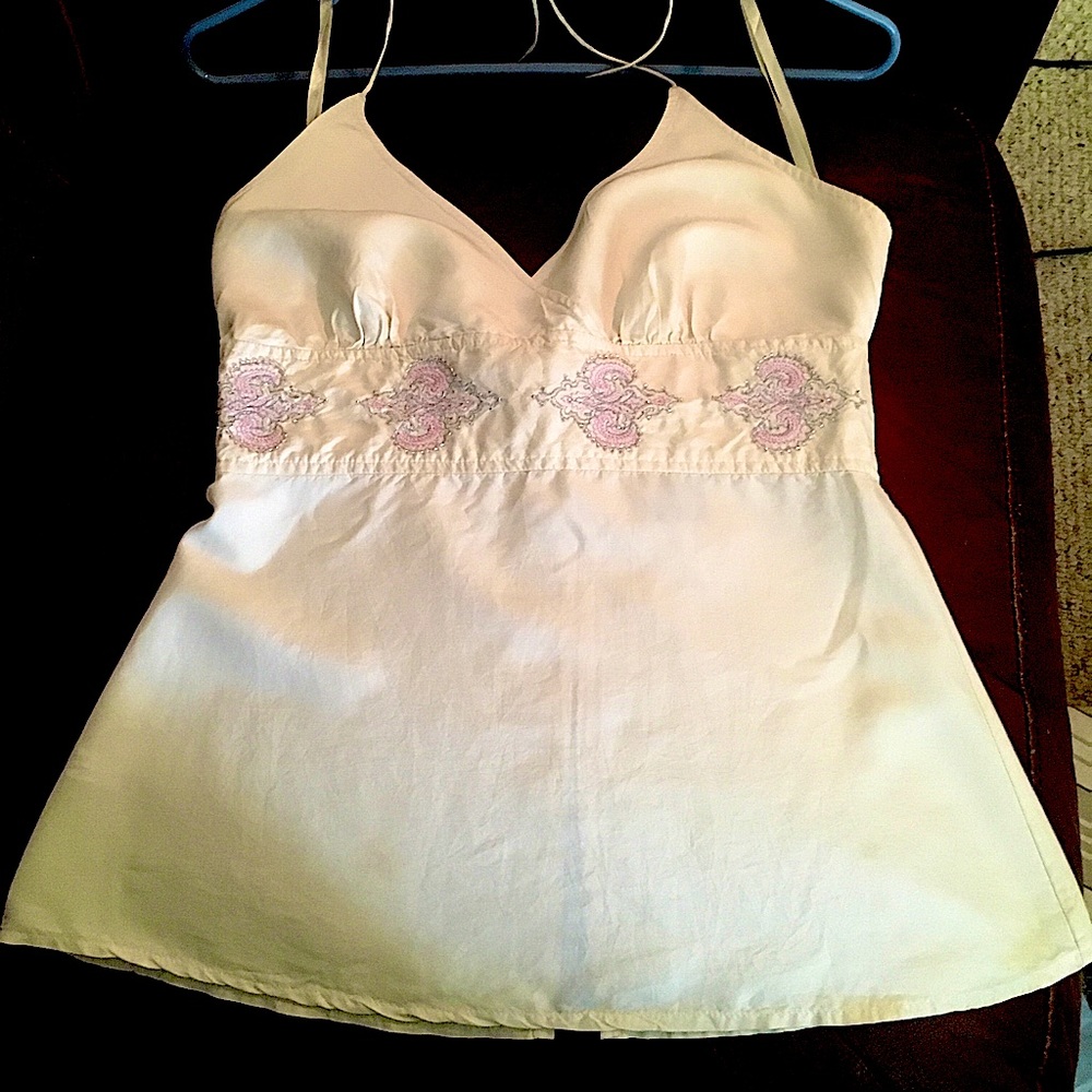 Vintage spaghetti strap top 100% silk satin XS